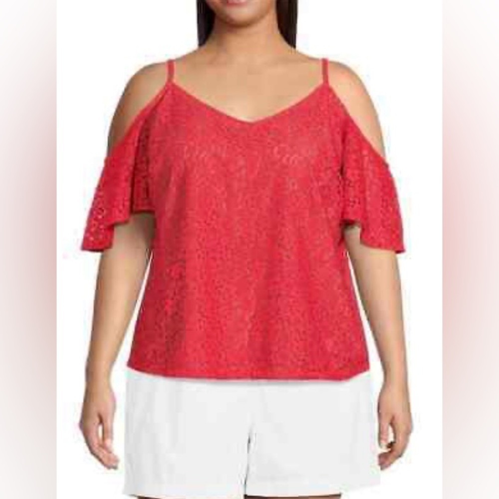 Michael Kors Women’s Size Small Geranium Lace Cold Shoulder Blouse